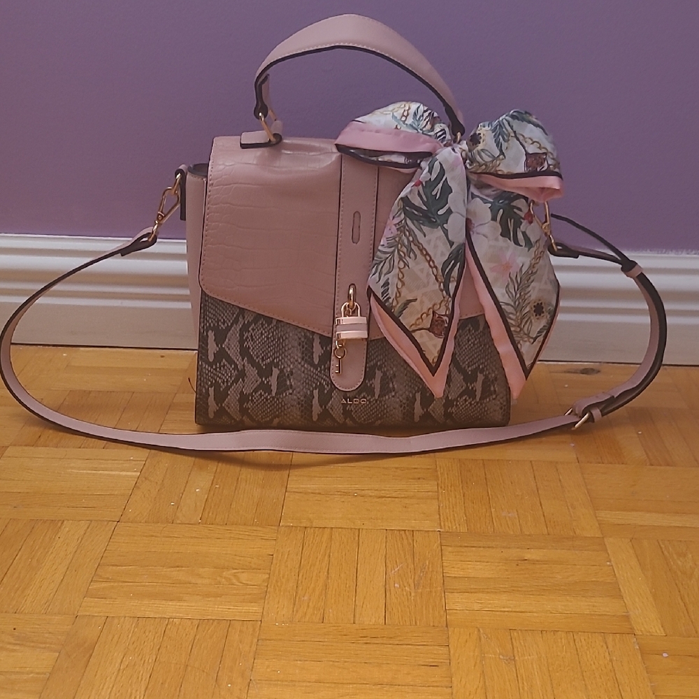 Aldo Pink and Brown Satchel with Elegant Design